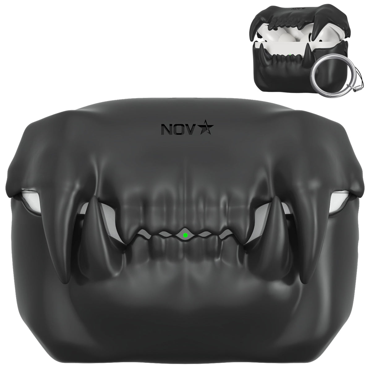 Novastar Compatible with Airpods Pro 2nd Generation Case Cover - Tigertooth Design for Airpods Pro Case Cover - Cool Silicone Protective Case for Airpods Pro 2 Case with Keychain (Black)