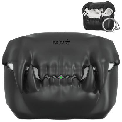 Novastar Compatible with Airpods Pro 2nd Generation Case Cover - Tigertooth Design for Airpods Pro Case Cover - Cool Silicone Protective Case for Airpods Pro 2 Case with Keychain (Black)