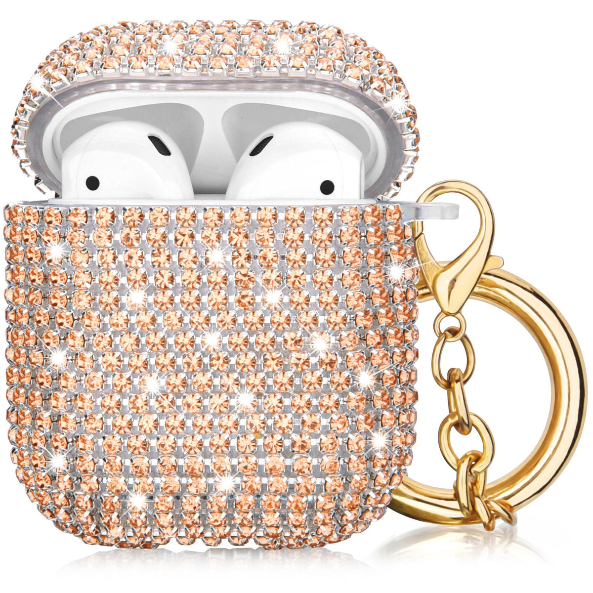 VISOOM Bling Airpods Case - AirPods 1st/2nd Case Cover Women 2024 Crystal iPod Wireless Charging Case Girl Keychain for Apple Airpod